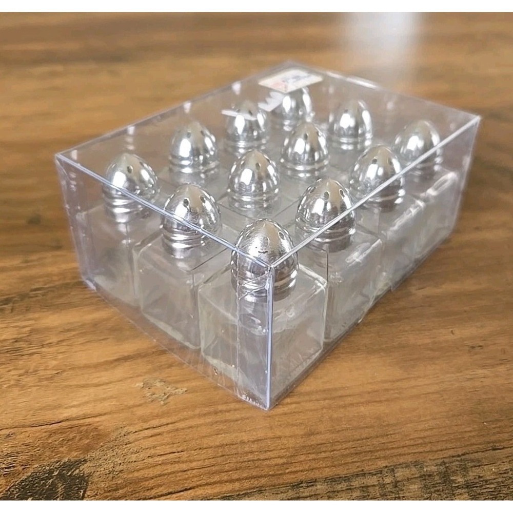 Vintage 12 Piece Gemco Glass Mini Cube Salt/Pepper Shakers Taiwan Rare NIP